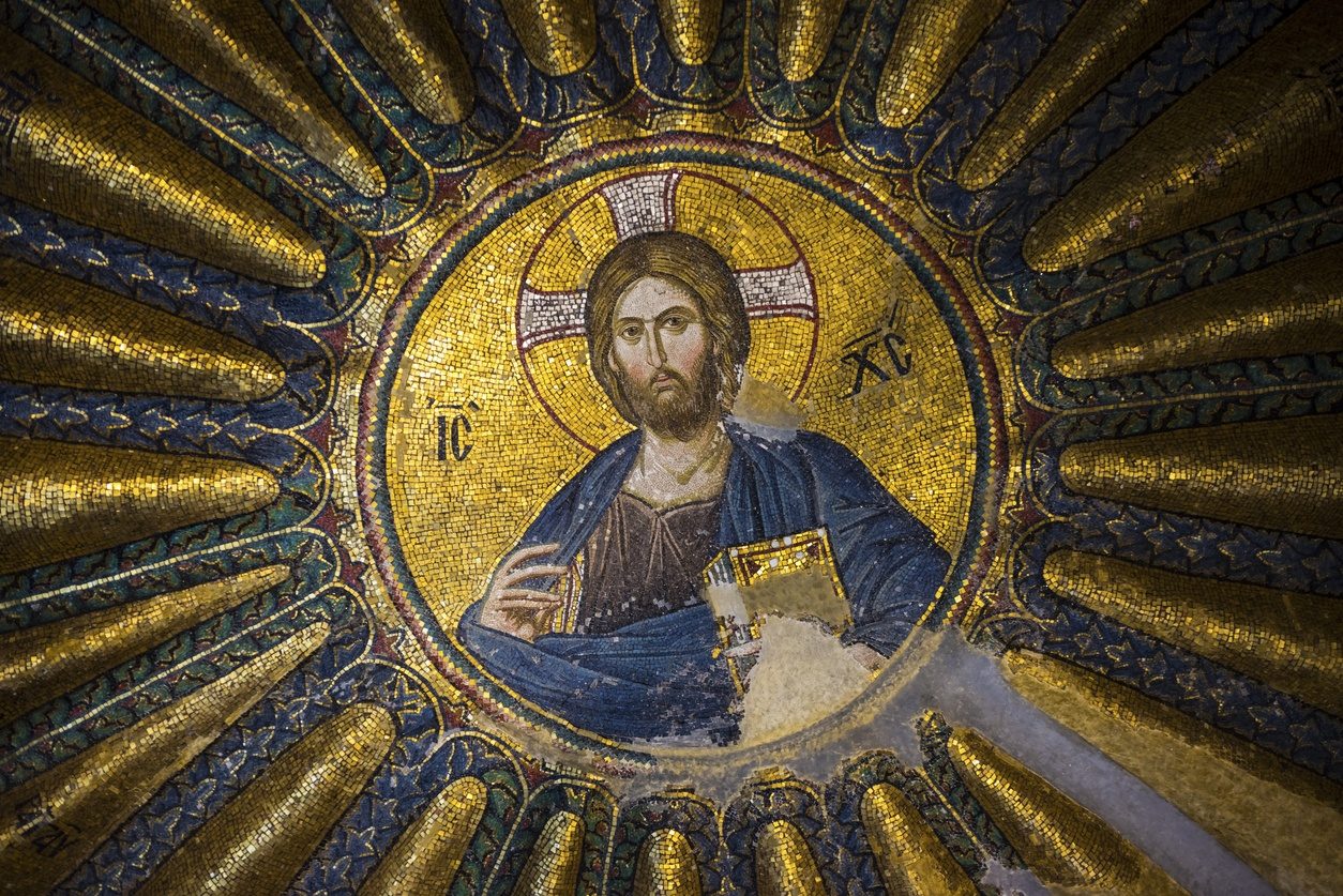 Mosaïque byzantine représentant Jésus dans l'église Saint-Sauveur-in-Chora à Istanbul